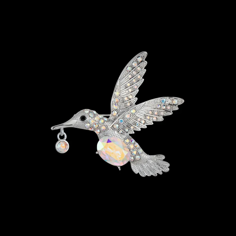 Iridescent Hummingbird Flight Brooch