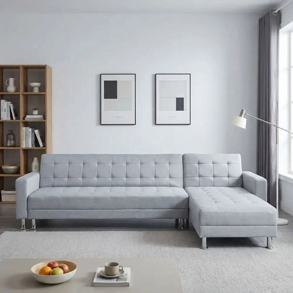 Clean Line Chaise Futon Adjustable Backrest Sofa Bed