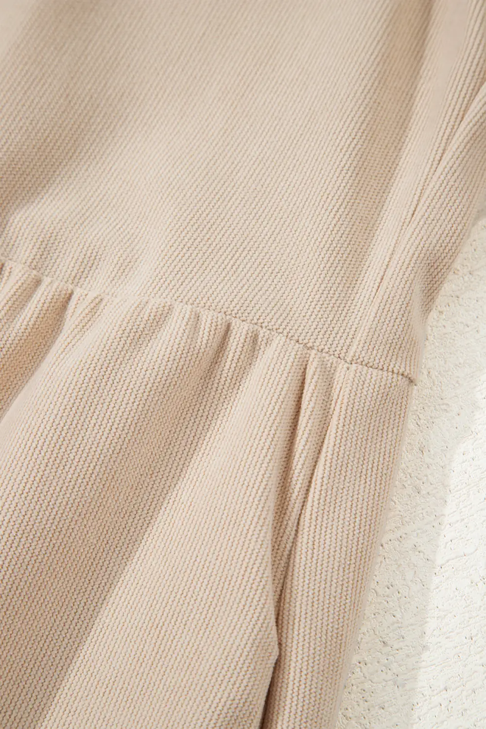 Lightweight Feel Corduroy Half Button Long Sleeve Mini Dress