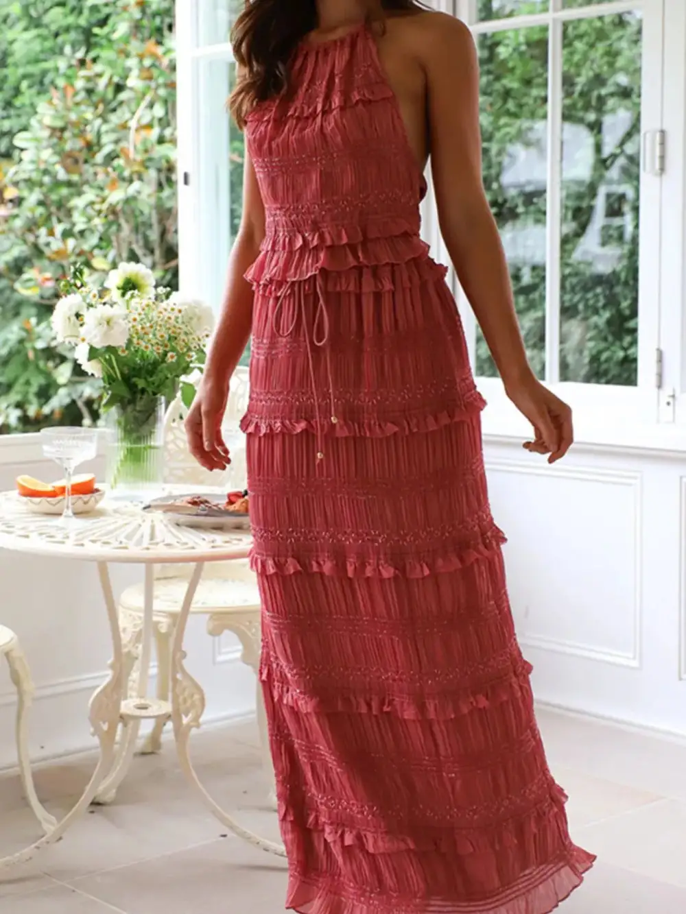 Elegant Sleeveless Top And Maxi Skirt Set