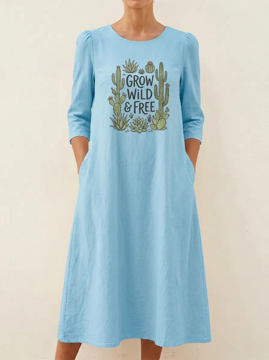 Plant Lover Grow Wild And Free Cactus Dress
