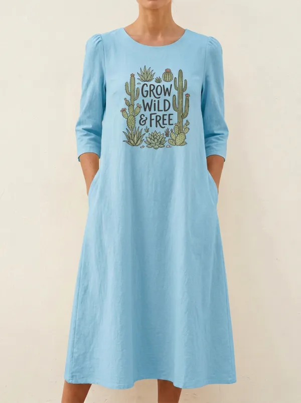 Plant Lover Grow Wild And Free Cactus Dress