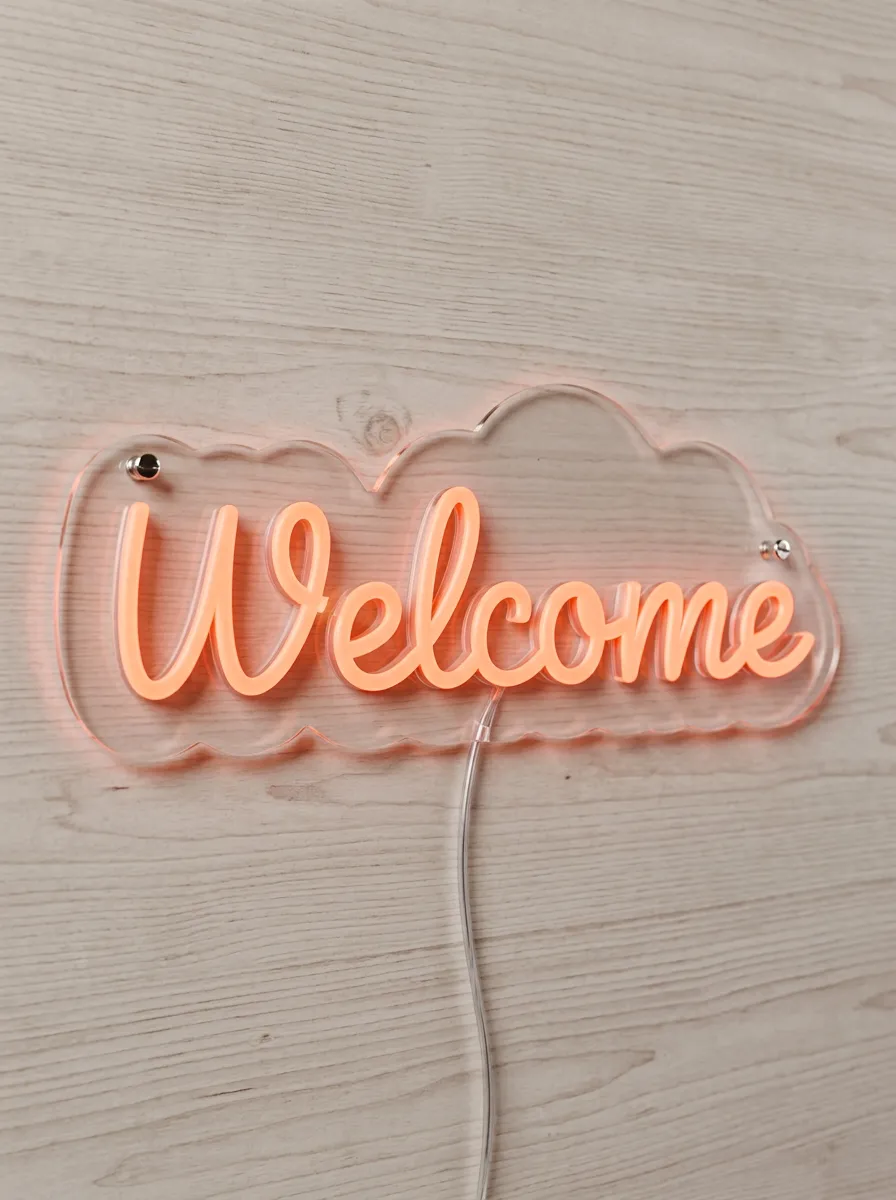 Cloud-Shaped Welcome Neon Sign