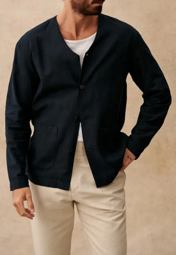 Cream Beige V-Neck Relaxed Fit Casual Jacket