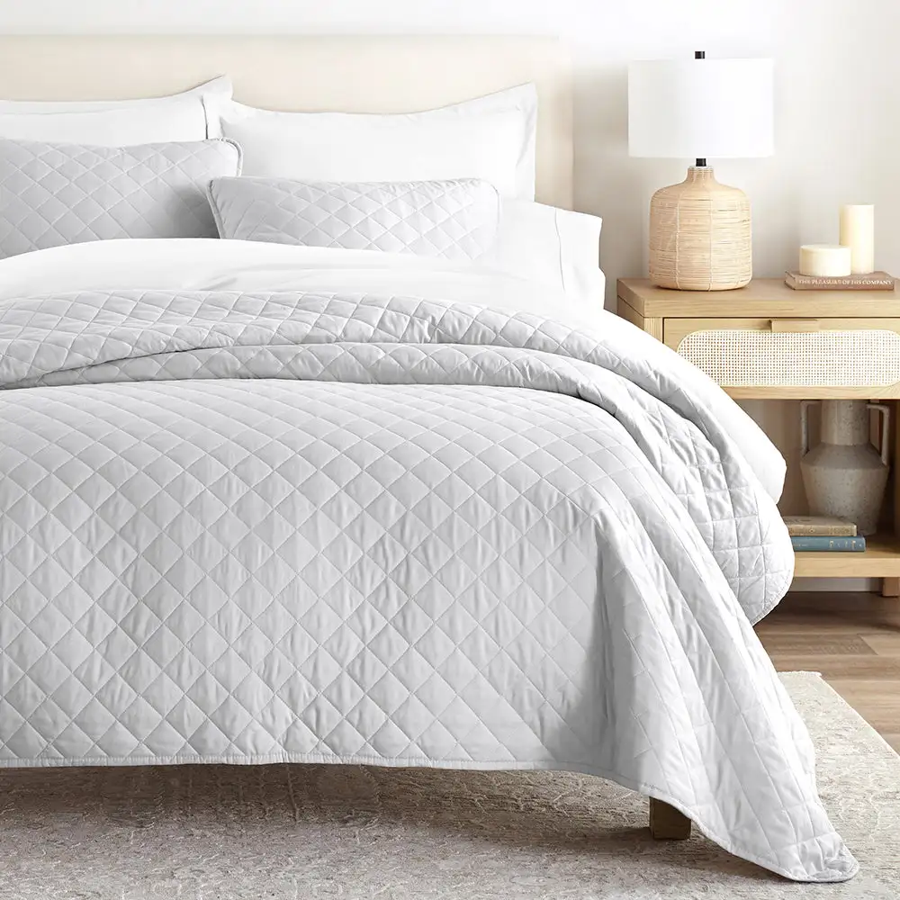 Diamond Stitch Quilted Coverlet Set