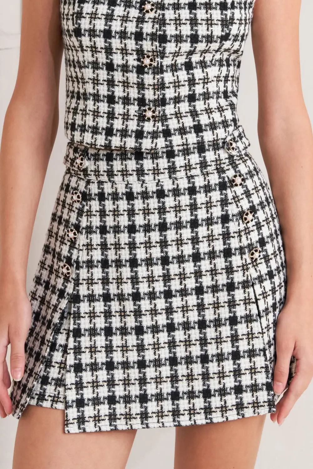 Tweed Checkered Skirt