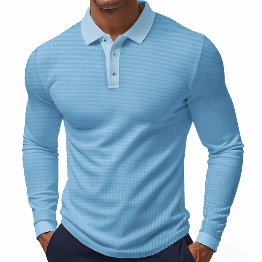 Long Sleeve Slim Fit Jersey Polo Shirt