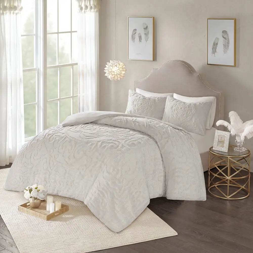 Cotton Chenille Medallion Tufted Duvet Cover Bedding Set