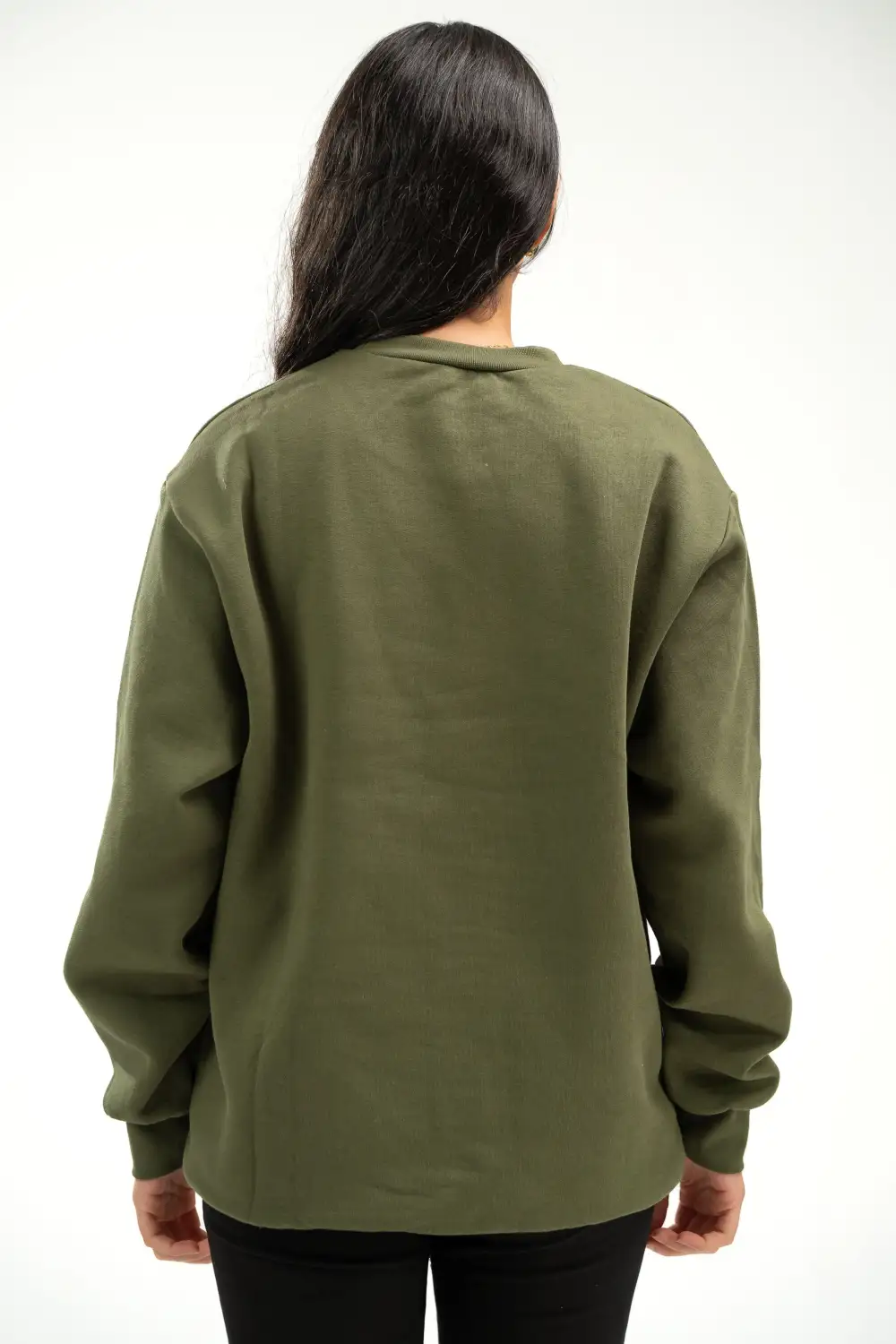 Olive Green Relaxed Crewneck Sweatshirt