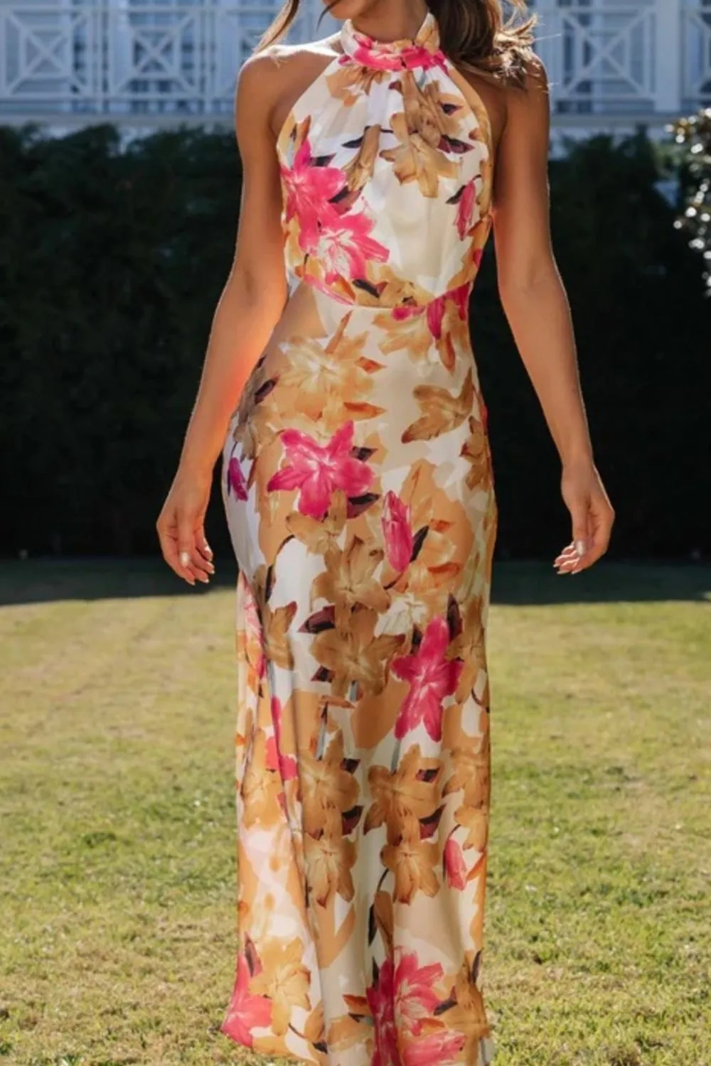 Classic Halter Floral Maxi Dress