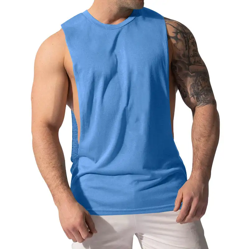 Men's Muscle Shirt With Extra Deep Arm Openings And Breathable Cotton Blend
