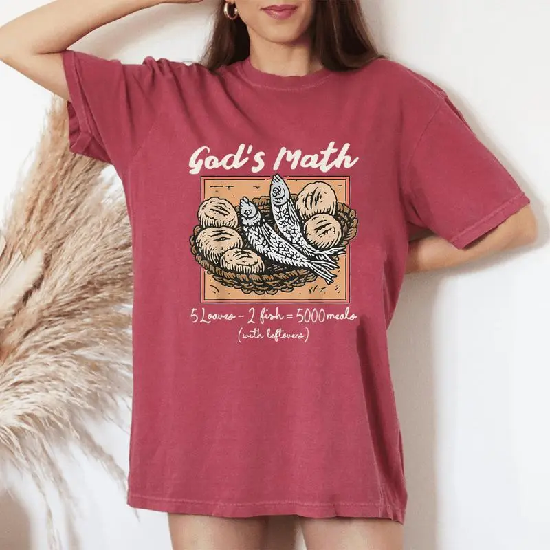 Christian 2 Fishes 5 Breads 5000 Against Women's Oversized Comfort T-Shirt
