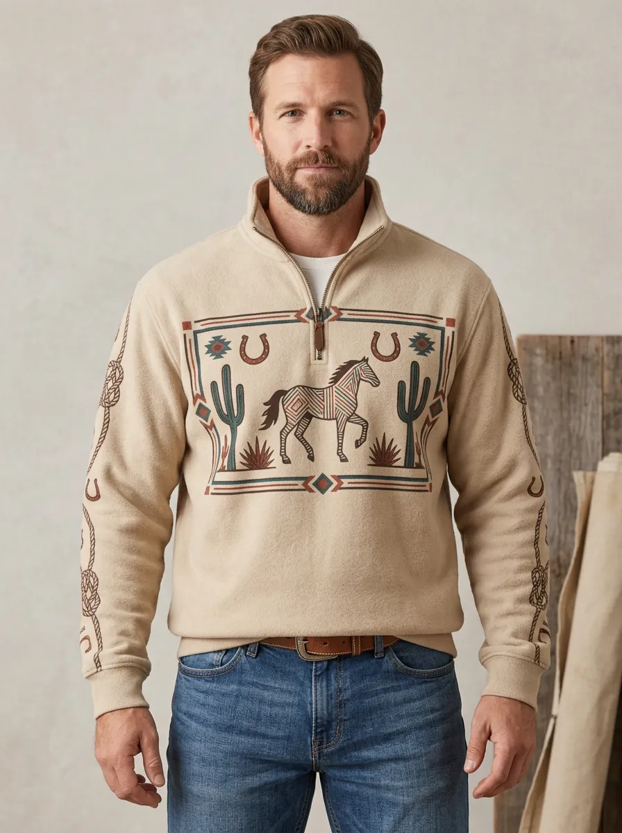 Frontier Horse Cactus Edit Men's Western Sweatshirt
