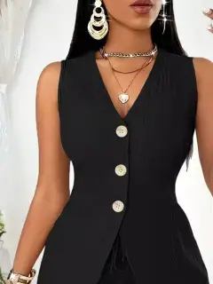 Drawstring Pocketed Vest and Shorts Matching Set