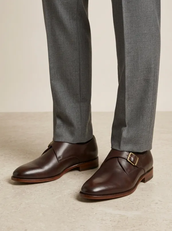Men's Graphic Classic Business Leather Single Monk Strap Shoes