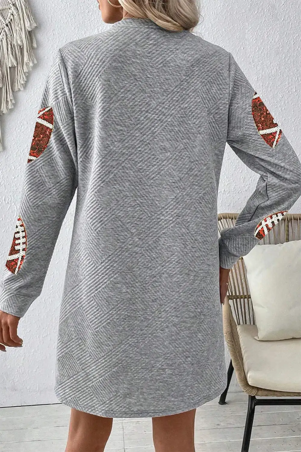 Feminine Long Sleeve Mini Dress