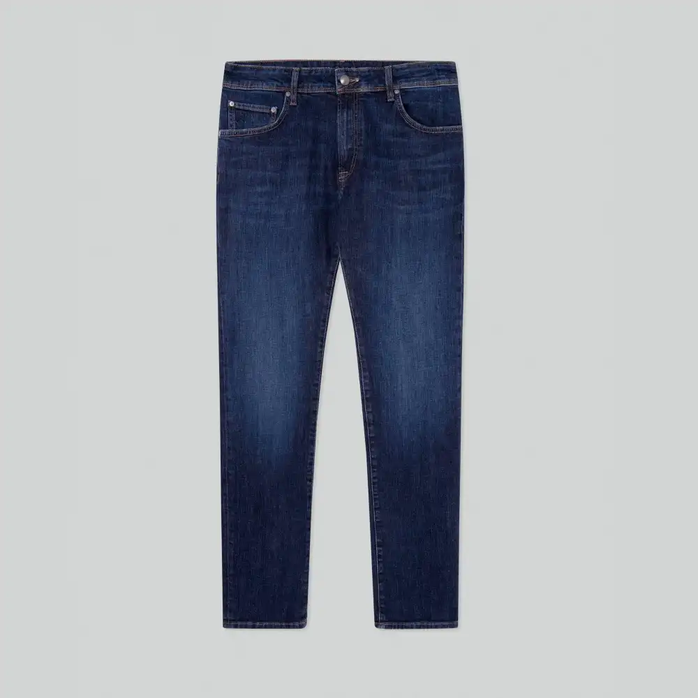 Vintage-Wash Slim-Fit Stretch Denim Jeans