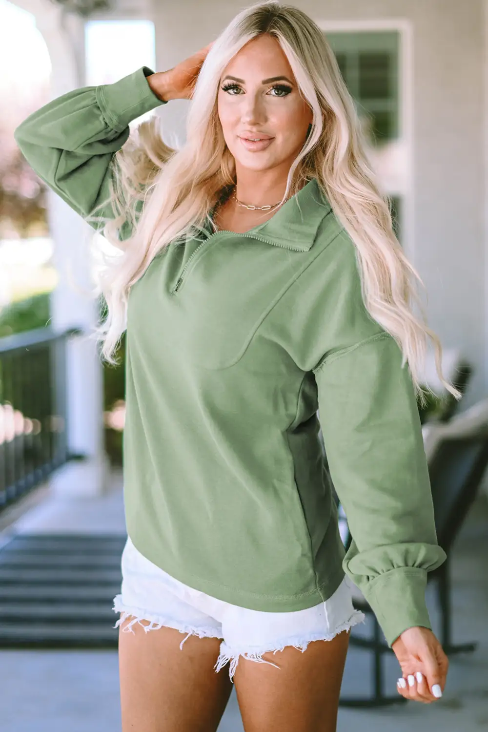 Casual Zip Collared Sweatshirt