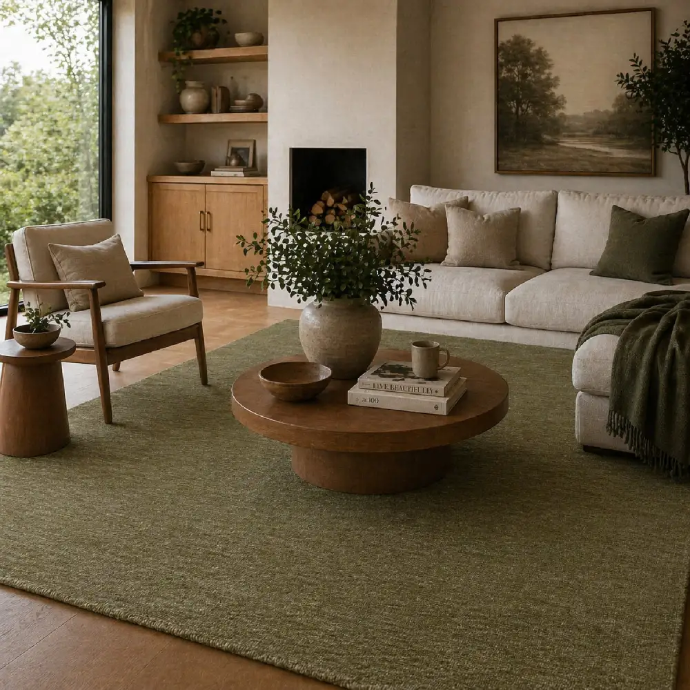 Hand-Knotted Wool Fringed Carpet
