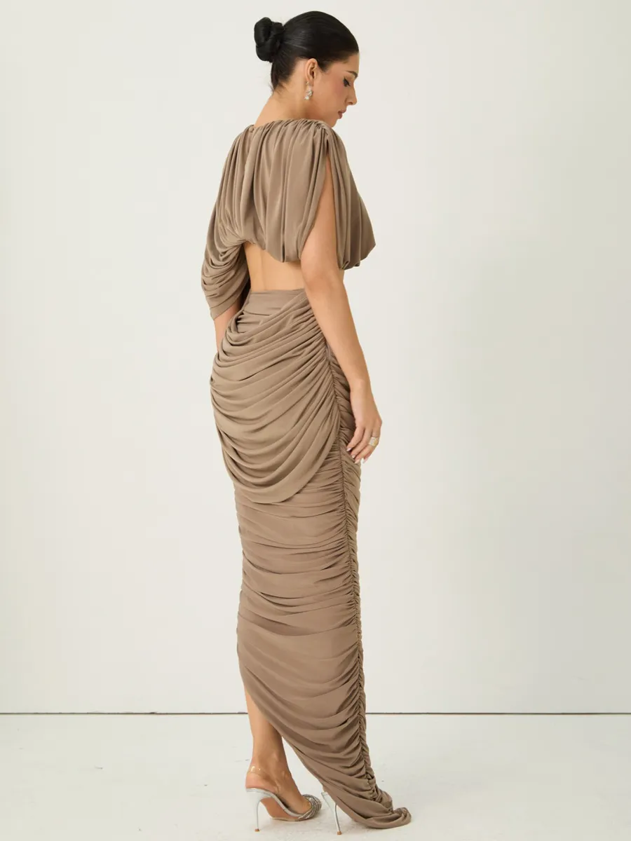 Lena Cropped Draped Top & Ruched Skirt Set