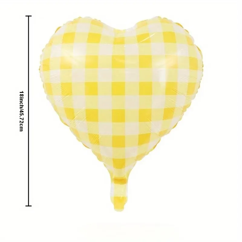 7 Pcs Gingham Heart Balloon