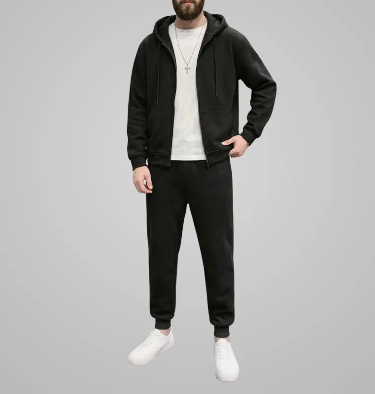 Zip Front Hoodie Tracksuit Set