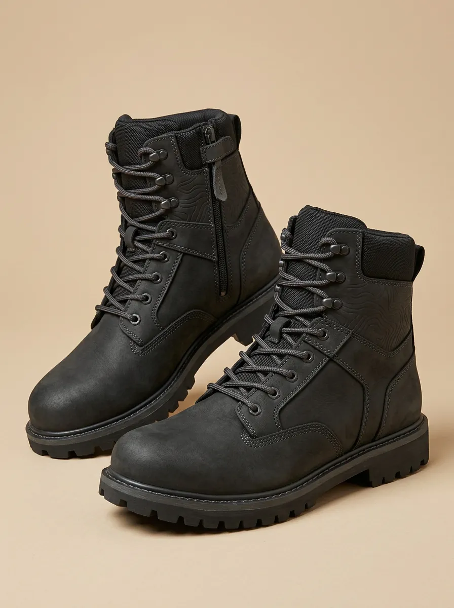 Unisex Versatile Outdoor Hiking Topographic Pattern Print Work Boots