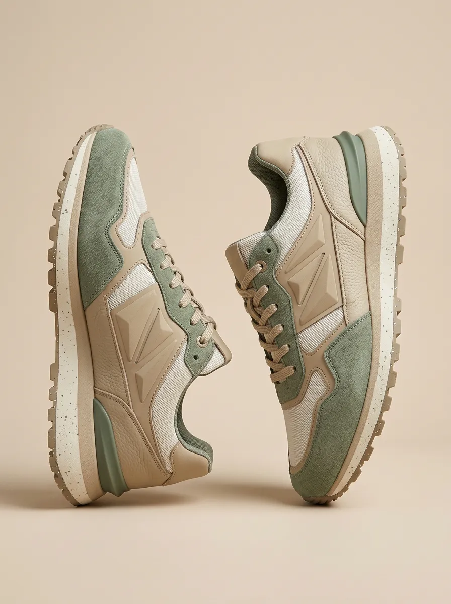 Unisex Modern Casual Suede Mesh Print Sneakers