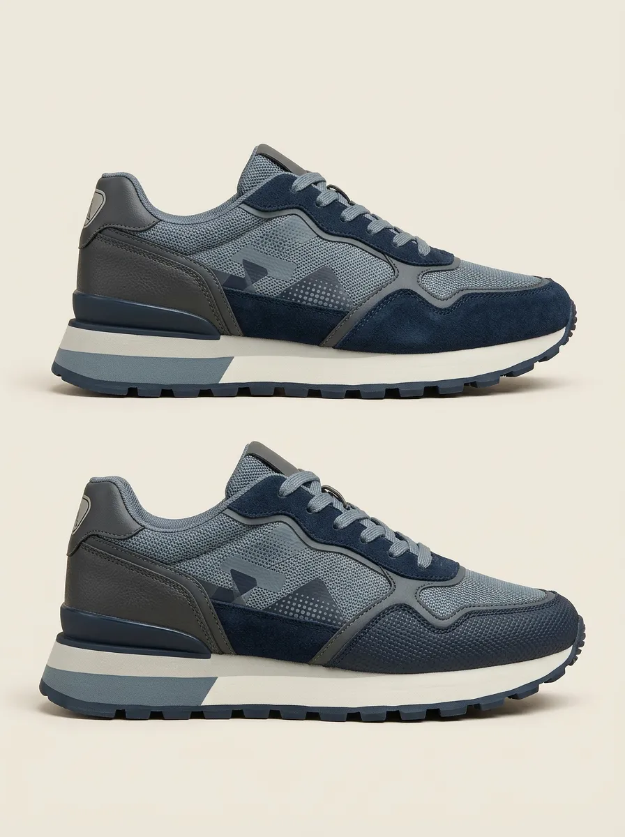Men's Modern Casual Sporty Suede Mesh Print Sneakers