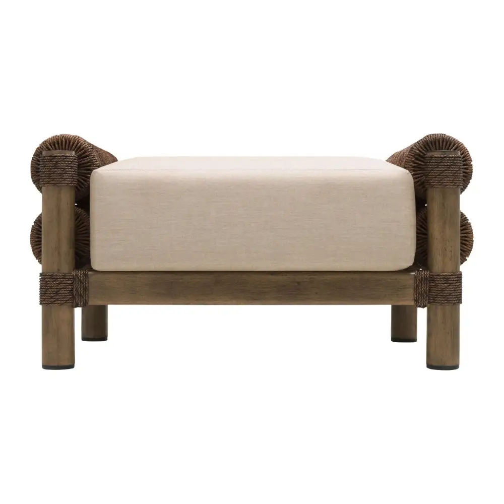 Cushioned Wicker Outdoor Ottoman