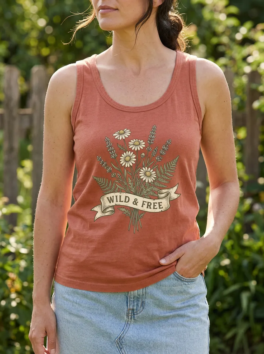 Women's Wild & Free Daisy Fern Floral Printed Tank Top