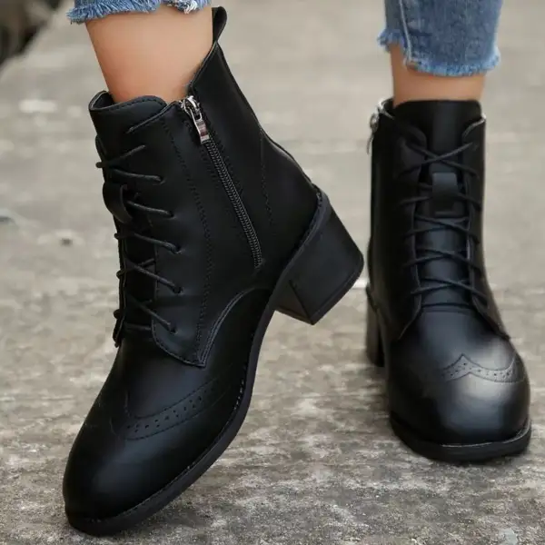 Lace Up Ankle Boots with Zipper