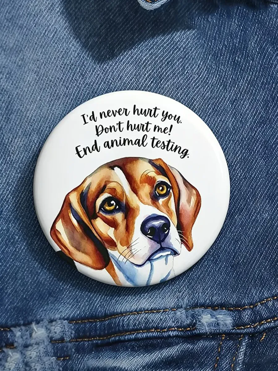 Unisex Save The Beagles Print Pin-back Button