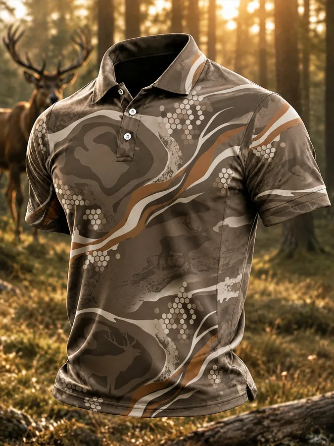Men'S Elk High Country Drift Hunting Deer Polo Shirt