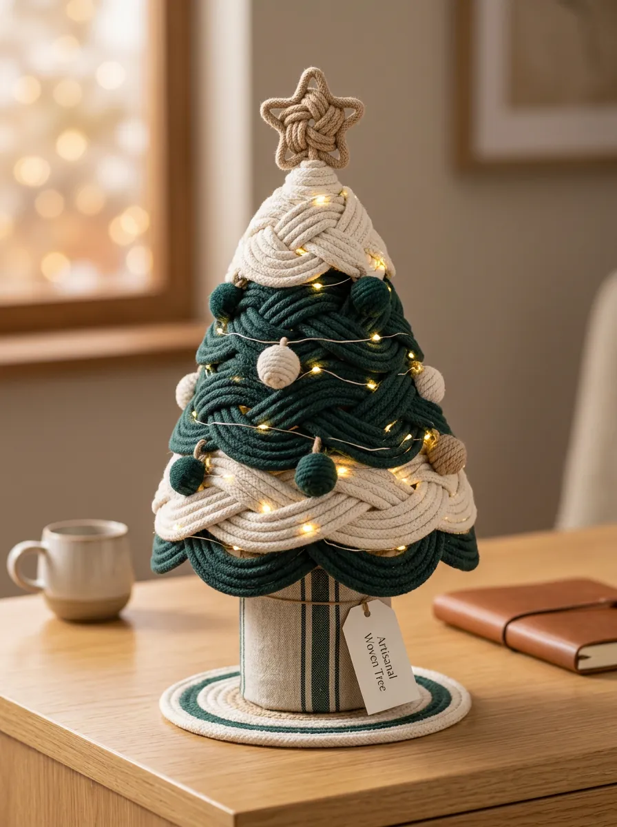 Woven Rope LED Christmas Tabletop Tree