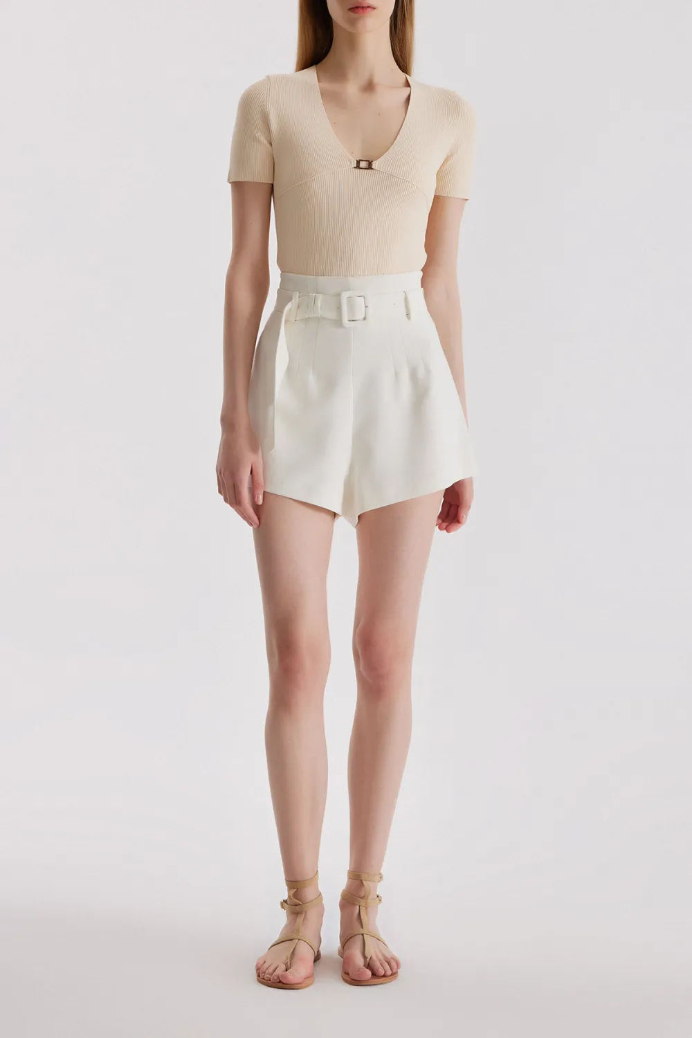 V-Neck Top-Beige