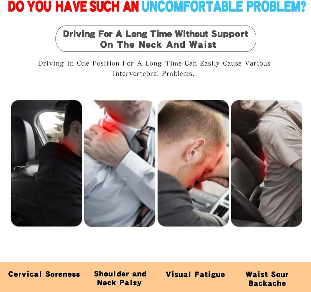 Car Pillow for Neck Pain Relief and Cervical Support,Pure Memory Foam Car Neck Pillow for Car Seat with Adjustable Strap and Washable Cover,Car Headrest Pillow for Ergonomic Design