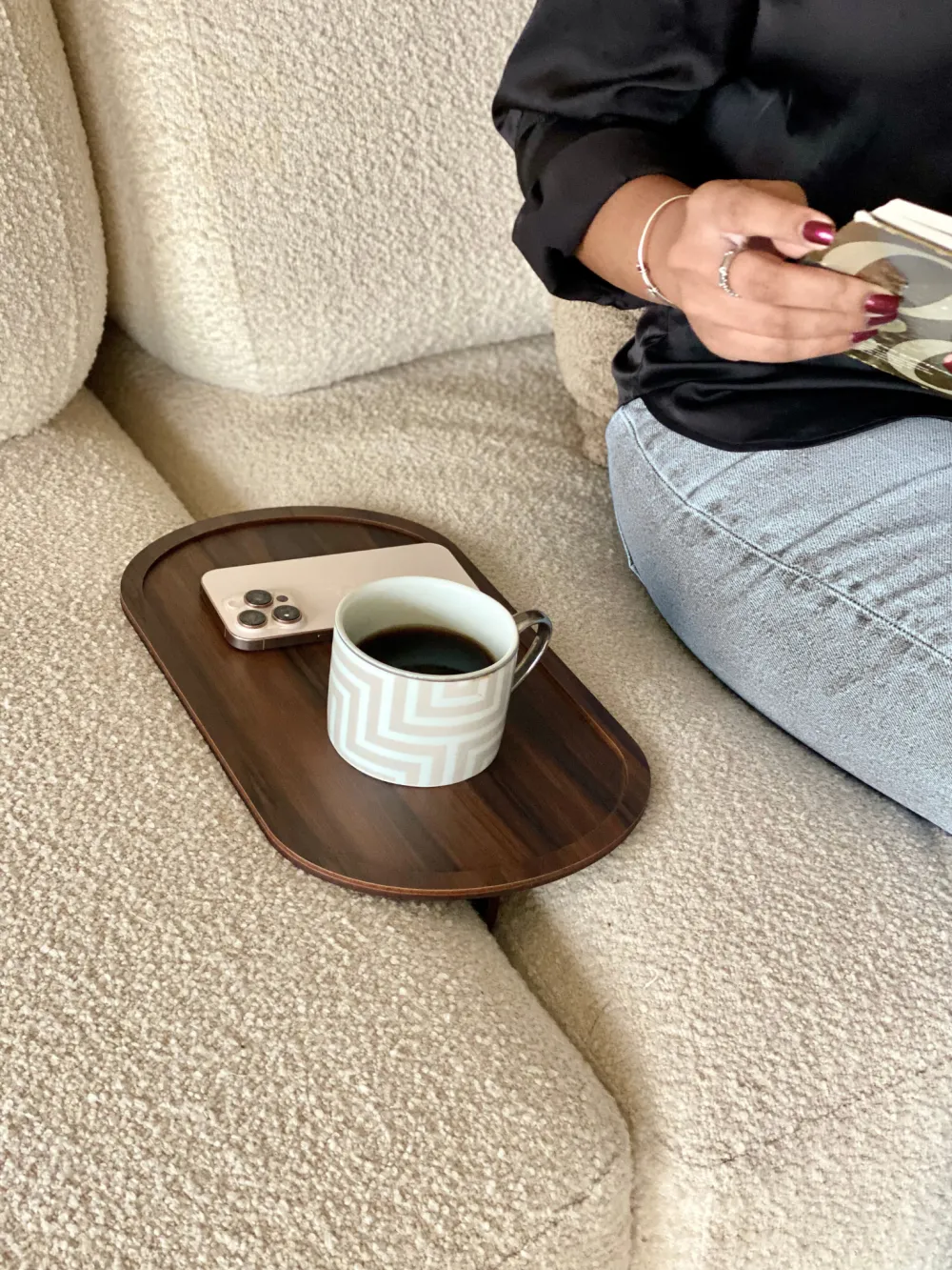 Elm Sofa Tray Dark Brown