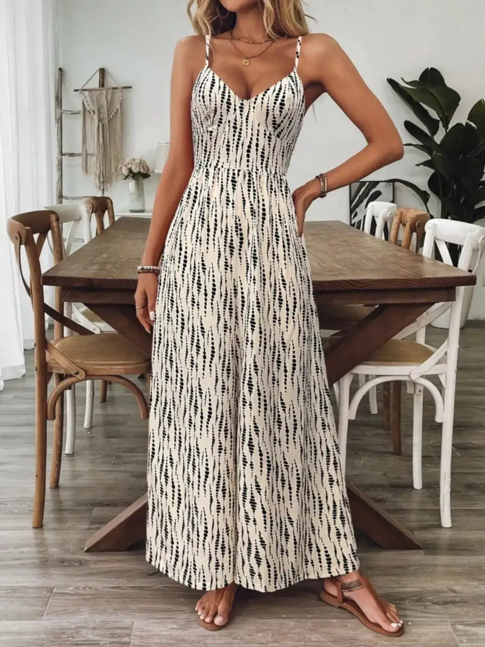 Spaghetti Strap Wide Leg Jumpsuit Accessory