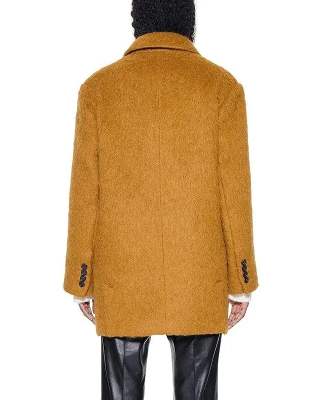Wool Blend Collared Long Sleeve Jacket