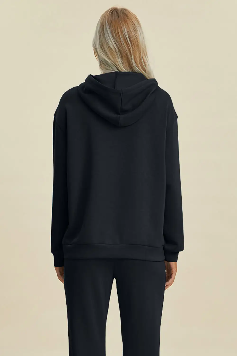 Drawstring Kangaroo-Pocket Long-Sleeve Hoodie