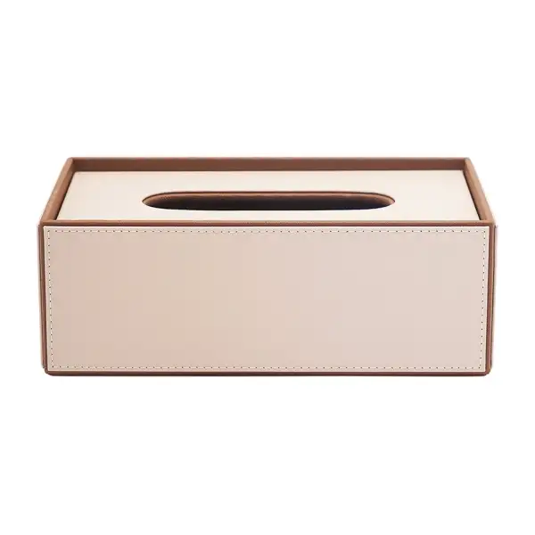 Beige Textured Tissue Box Cover