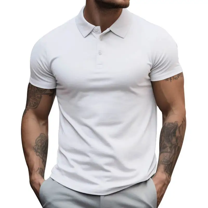 Button Placket Slim Fit Fitted Polo Shirt