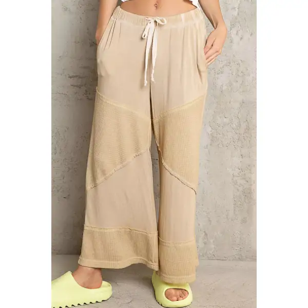 Elastic Waistband Wide Leg Pants with Drawstring