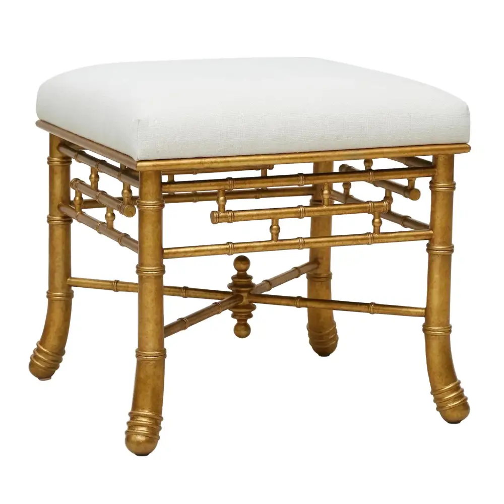 Bamboo Linen Ottoman