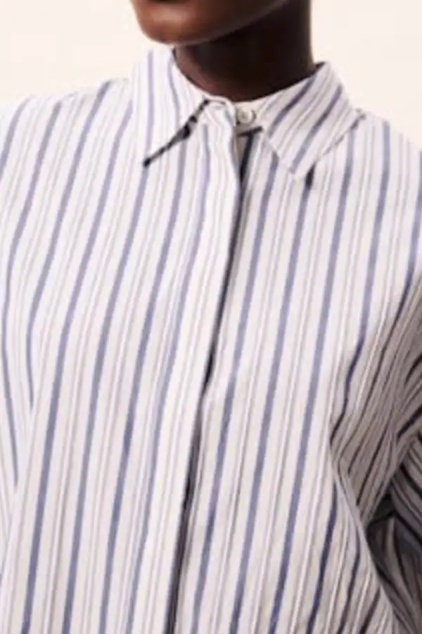 Striped Button Front Collared Oversized Shirt