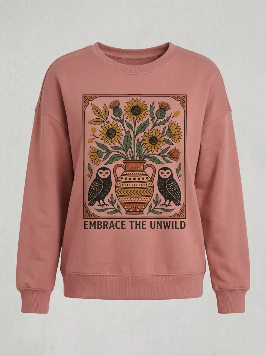 Nature Lover Owl Sunflower Vase Sweatshirt