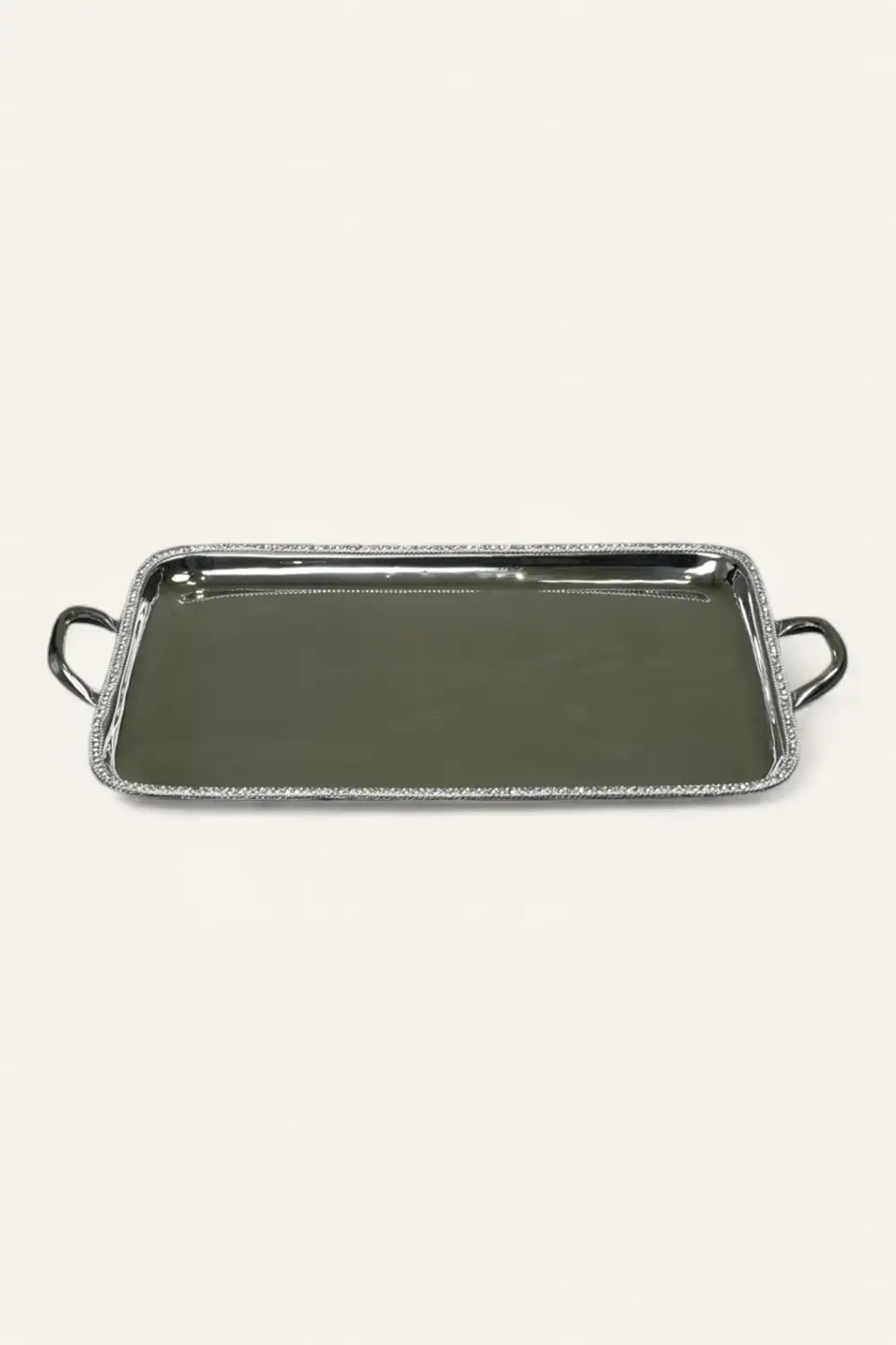 Crystal Border Metal Serving Tray