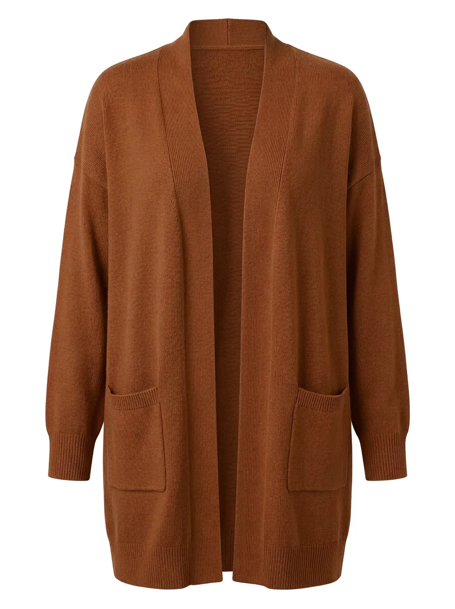 Decorative Open-Front Knit Cardigan