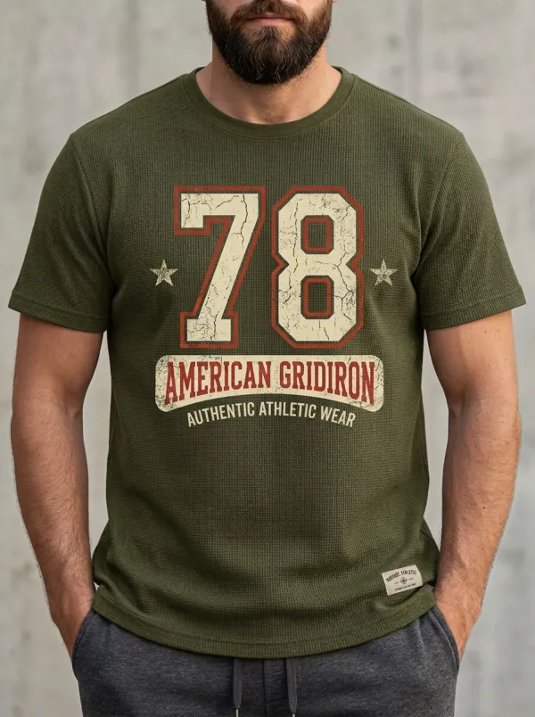 Men's Bold Football Gridiron Ball Crew Neck Graphic T-Shirt